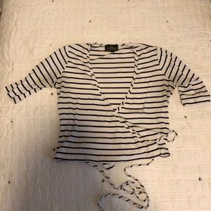 TOPSHOP STRIPED WRAP SHIRT